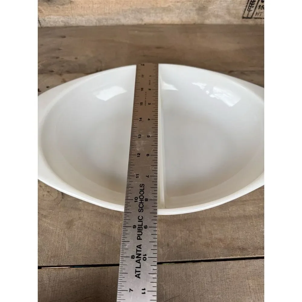 Vintage White Pyrex 1‎ 1/2 Qt Milk Glass Divided Casserole Dish 1.5 Quart 1083